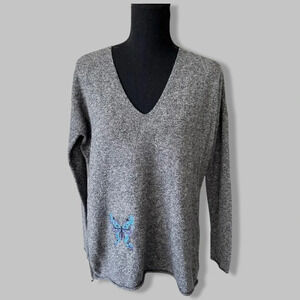 Aritzia Babaton Erin Wool Linen Blend  Sweater With Buttery Embroidery